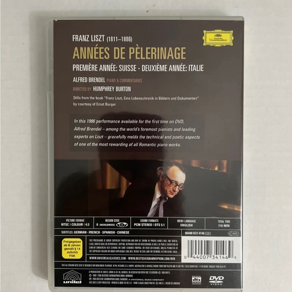 Alfred Brendel / Liszt / Annees De Pelerinage I  II (DVD, 2006) - Picture 2 of 4